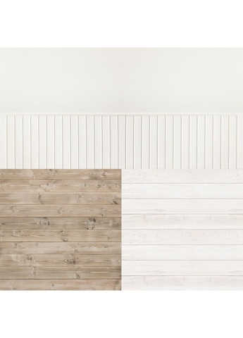 3D кутовий вініловий фотофон, світла рейкова стіна, підлога натуральне дерево і вибілена дошка, 80×80 см, №58194 PhotoVinyl (354374519)