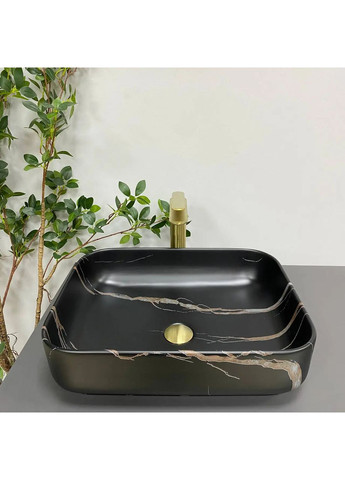 Раковина накладная Palermo Black Stone Matt 305x400 мм прямоугольная Черный матовый (RM--012306) VBI (373997903)