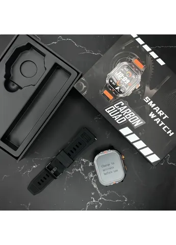 Часы Carbon квадратные сталь 44 мм чёрные Modfit (403637965)