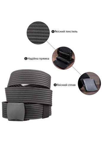 Плотный текстильный мужской ремень 20227 Черный Vintage (337353131)