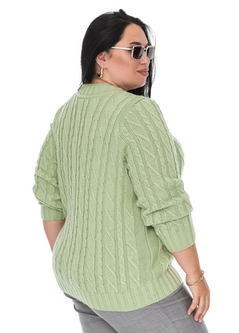 Фисташковый свитер в v-образным воротником SVTR