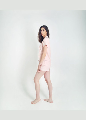 Світло-рожева всесезон піжама жіноча сорочка та шорти, шовк армані сорочка + шорти No Brand піжама
