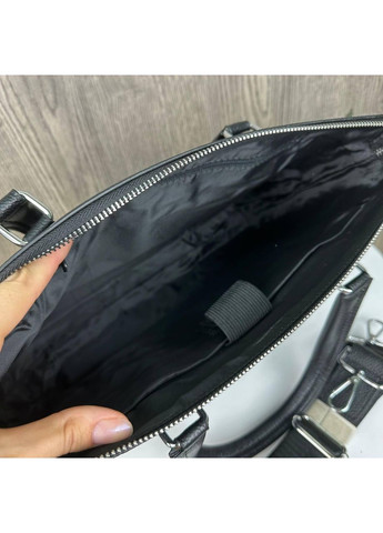 Шкіряний портфель для документів з плечовим ременем з натуральної шкіри чорний No Brand (351536722)