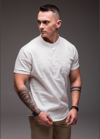 Белая классическая, повседневный, кэжуал рубашка однотонная Vakko