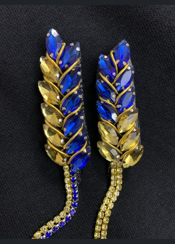 Брошь колосок сине-желтый No Brand (331288546)