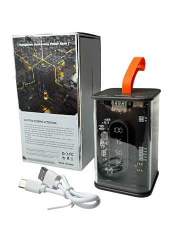 Портативный повербанк Power Bank с прозрачным корпусом и LED-индикацией заряда 20000 mAh Черный (2104618817) No Brand (370606378)