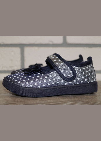 Тапочки для дівчинки на липучці з бантиком сині Blue Rama (324266470)