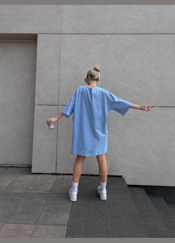 Блакитна літня жіноча футболка/сукня кулір No Brand 389