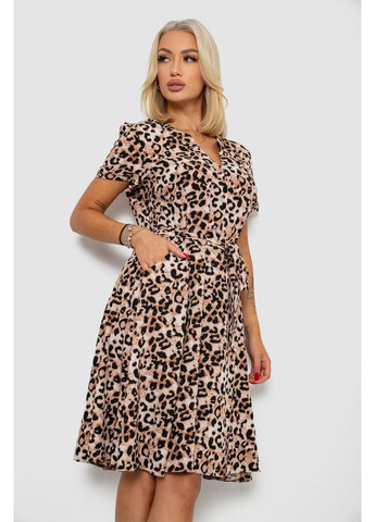 Комбінована повсякденний сукня софт з принтом, 230r0032-4 Ager леопардовий