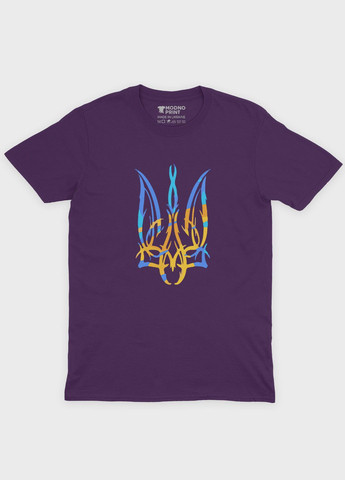 Фиолетовая демисезонная футболка с патриотическим принтом гербтризуб 104 см (ts001-1-dby-005-1-013) Modno