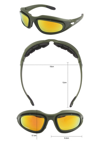 Тактичні стрілецькі окуляри C5 Olive з поляризацією та набором із 4 лінз Daisy (329741385)