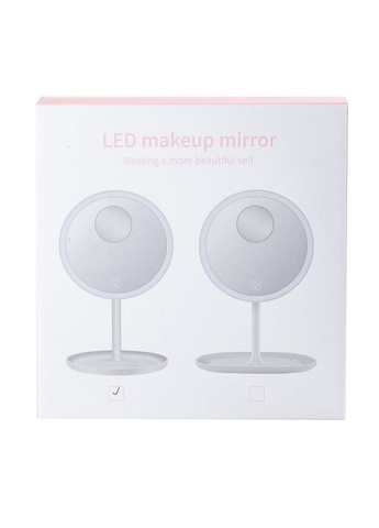 Дзеркало для макіяжу зі збільшенням та підсвічуванням Рожеве настільне кругле для візажу освітлення ProDobro (364192411)