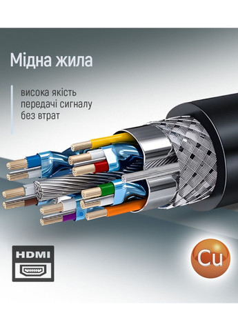 Кабель/шнур HDMI V2.0 4К 60 Гц Ultra HD (папа-папа) для монитора/телевизора/ноутбука 3 метра черный Colorway (366977807)