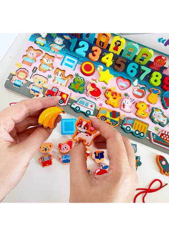 Деревянный яной развивающий детский Сортер по методике Монтессори MD 0816 6 В 1 русском языке Limo Toy (362666967)