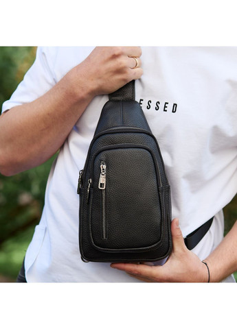 Сумка-слінг чоловіча чорна через плече з натуральної шкіри 32545 Tiding Bag (354832936)