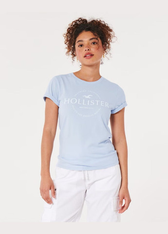 Голубая летняя футболка Hollister