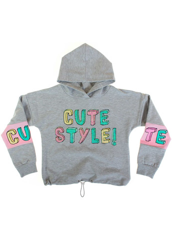 Серый демисезонный худи + брюки 16488 меланжевый и темно синий Breeze