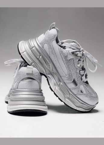 Кроссовки на платформе кожа текстиль ALLSY серебряные лето (316546986)