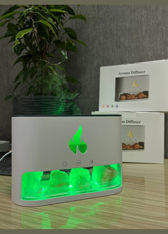 Увлажнитель воздуха с эффектом пламени и с гималайской солью 3в1 RGB Белый Lucky Day Shop (309005862)
