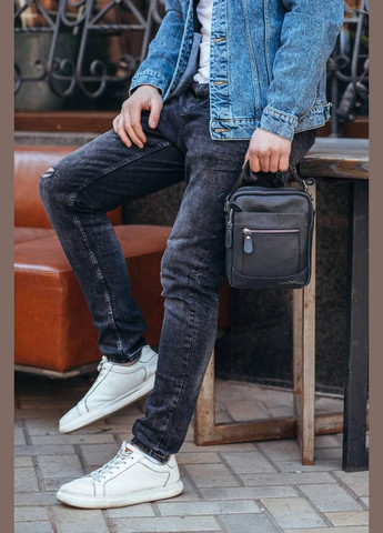 Мужская черная сумка через плечо с регулируемым плечевым ремнем Tiding Bag (298571562)