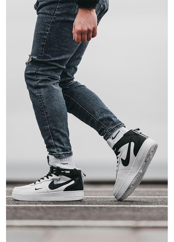 Чорні Зимовий кросівки чоловічі nike air force 1 lv8 mid white black найк аір форс 1 преміум No Brand