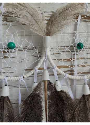 Ловец снов ручной работы "Сова" 2 кольца с пером страуса No Brand (366871776)