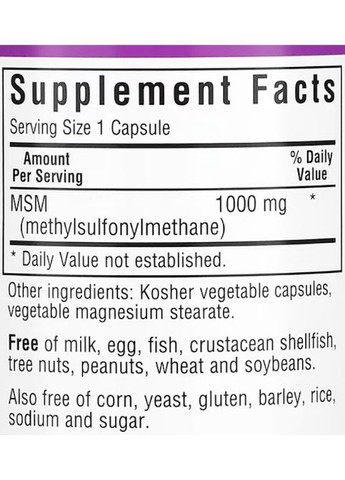 MSM 1000 mg 60 Veg Caps Bluebonnet Nutrition (294058462)