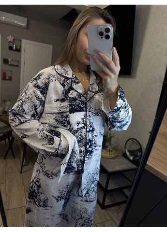 Молочна всесезон піжама жіноча сорочка + брюки Гермес