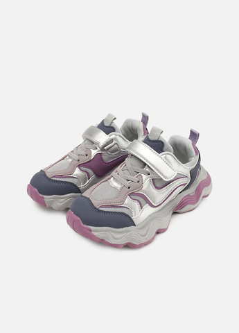 Срібні осінні кросівки для дівчинки, на пласкій підошві колір срібний цб-00273819 Kimboo