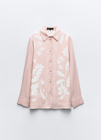 Розовая праздничный рубашка с цветами Zara