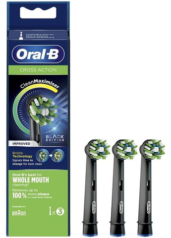 Сменные насадки OralB Cross Action EB 50 BRB CleanMaximiser Black (3 шт) Oral-B (280265720)