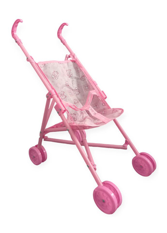 Коляска дитяча рожева з ведмедиками складна іграшкова 50 х 35 х 20 см пластикова No Brand (280947188)