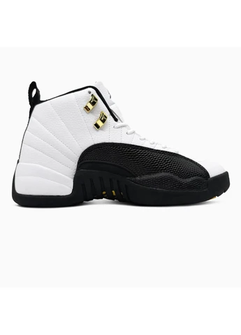 Черно-белые демисезонные кроссовки мужские и женские jordan 12 retro taaxi white black | найк аир джордан 12 ретро черно-белые No Brand