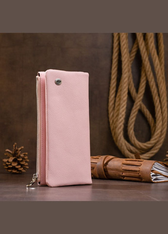 Вертикальний гаманець на кнопці жіночий 19201 Рожевий st leather (329148799)