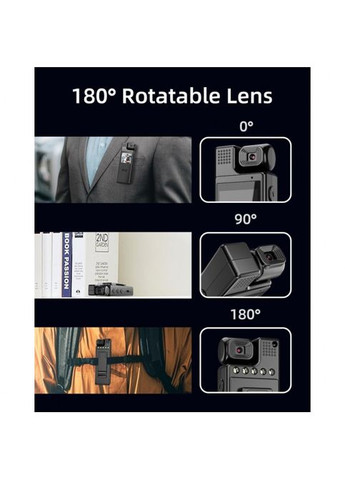 Нагрудна боді-камера L9 з дисплеєм 1.3 дюйми, датчик руху, аккум-1200мАч MDR No Brand (371794235)