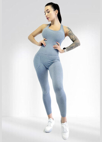 Спортивний жіночий комбінезон для гімнастики йоги фітнесу LILAFIT комбінезон-брюки сірий спортивний нейлон