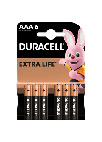 Батарейка AAA щелочные 6 шт. в упаковке (m426462) Duracell AAA лужні 6 шт. в упаковці (367068676)