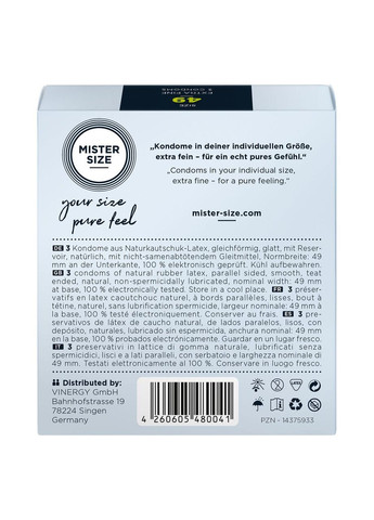 Презервативи Mister Size - pure feel - 49 (3 condoms), товщина 0,05 мм No Brand (366877108)
