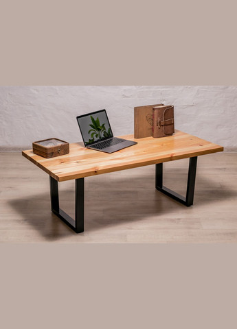 Кавовий стіл із прямокутними краями L (сосна) Обідній стіл з металевими ніжками EcoWalnut (294613516)