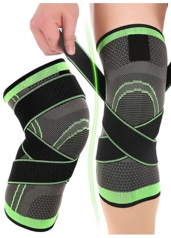 Наколінник Бандаж колінного суглоба Knee Support Copper Чорно-зелений фіксатор коліна Компресійний від травм розтягувань adidas (400177078)