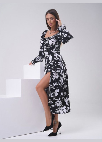 Чорно-білий сукня sa-559 чорно-біла ISSA PLUS однотонна