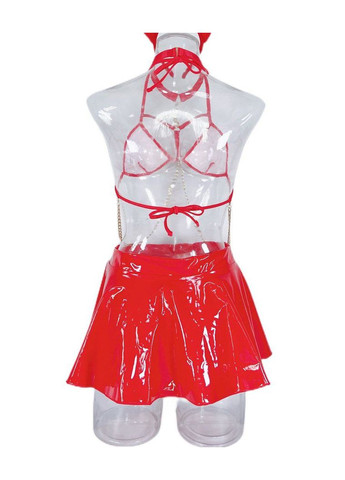 Латексный костюм женский для ролевих игор "Новогодний кролик" красный No Brand (315403198)