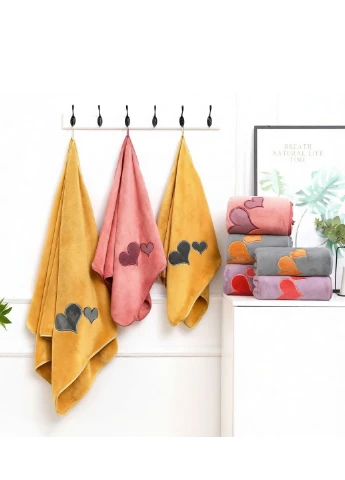 Комплект полотенец "Два сердца", 2 шт., микрофибра, 140×70 и 35×75 см Malloory Home розовый
