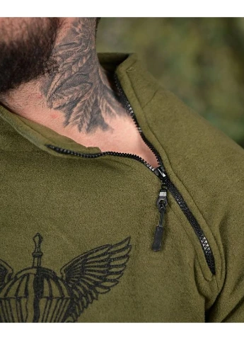 Тактична чоловіча флісова кофта ДШВ фліска Олива полар шовкографія військова No Brand (315835291)