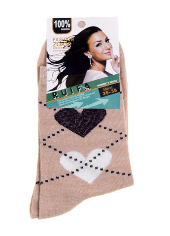 Бежевые носки женские Ruifa сердечки (303320620)