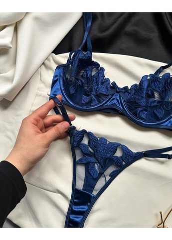Синій спідня білизна blossom комплект бюстгальтер трусики з бретелями та мереживом No Brand спідня білизна Blossom синій