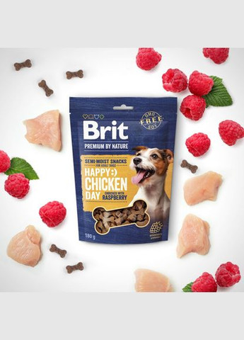 Ласощі для cобак Semi-moist Snacks Chicken with Raspberry напіввологі з куркою і малиною 180 г Brit Premium (331651932)