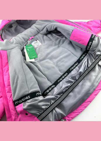 Розовая зимняя куртка зимняя однотонная для девочки с капюшоном на холософте (1jac-fl-52-09244) Marakas