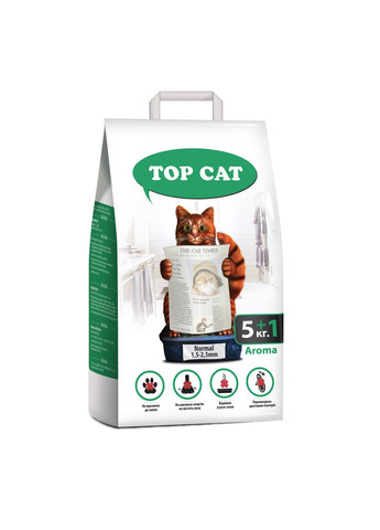 Наповнювач для котячого туалету ТОР САТ NORMAL бентонітовий комкуючий з ароматом лаванди 5+1 кг. Top Cat (267818534)