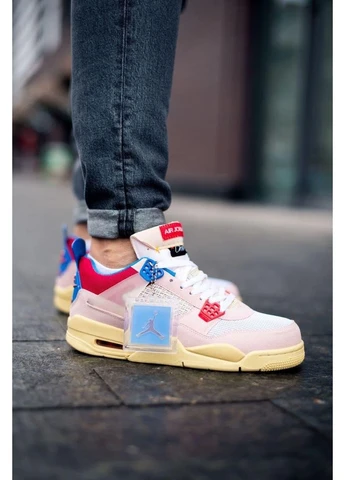 Цветные демисезонные кроссовки мужские nike air jordan retro 4 sp union - guava ice найк аир джордан No Brand